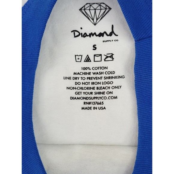 Diamond supply T Shirt 3/4 Sleeve Raglan / White Color / graphic ring tee - Picture 2 of 4